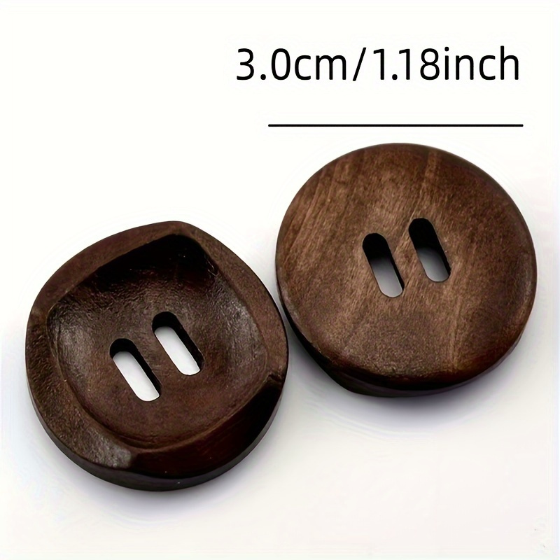 6/12pcs 30mm Round Brown Wooden Buttons, Suitable For Diy Sewing Crafts, Knitted Jackets, Uniforms, Clothing, Shirts, Crochet, Card Making, Scrapbooking