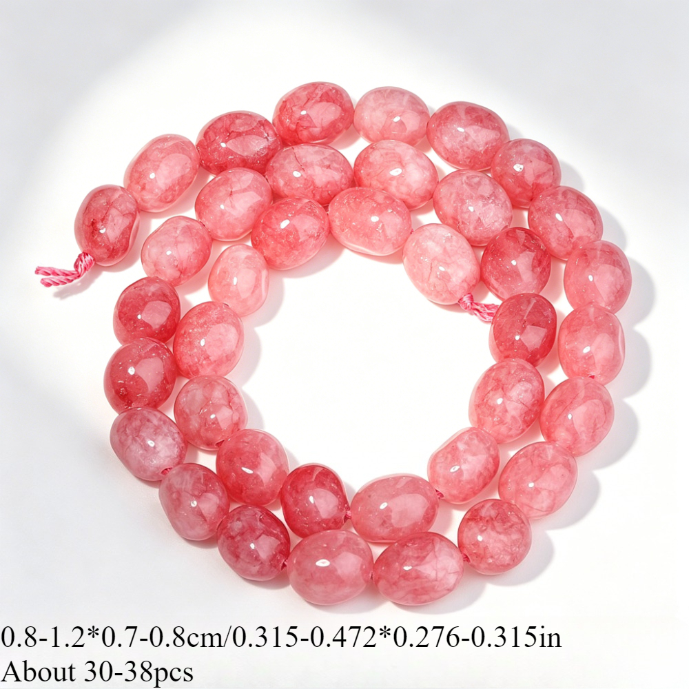 TEMU Perles d'espacement libres en de calcédoine rose teintée libre pour la fabrication de bijoux, bricolage de bracelets, , artisanat, broderie,