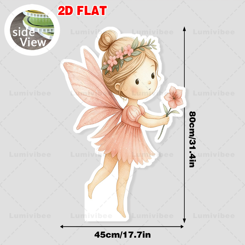 TEMU 2d Flat, 1pc Standee Flat Birthday Party Photo Booth Cardboard Cutoutsfairy Tale Wings Flower -durable Resin Material, Used For Birthday And