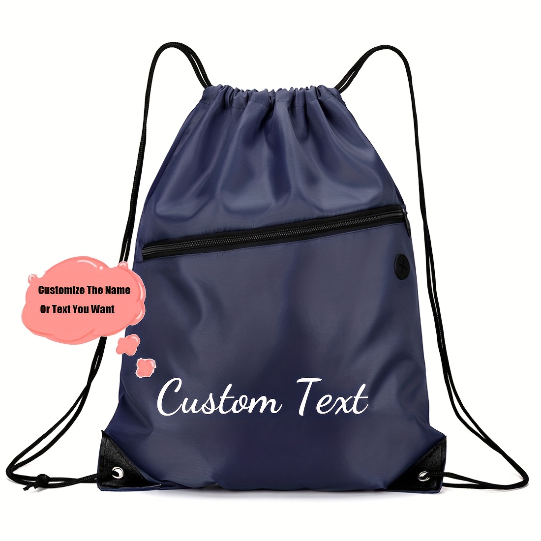 TEMU [customized] 1pc Fashion Personalized Custom Letter Drawstring Gym Bag, Backpack - Customizable Name Sports Bag, Outdoor Bag Men Women Fitness