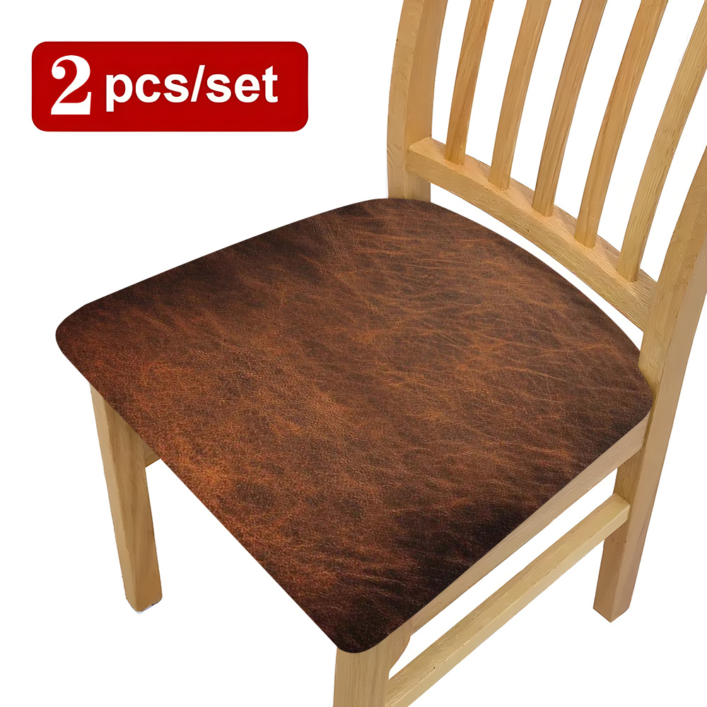 TEMU [2pcs/4pcs/6pcs] 2d Flat Printed Elastic Cushion Covers, Faux Leather Texture, Retro Texture, Soft Cushion Covers Removable And Washable, Bench