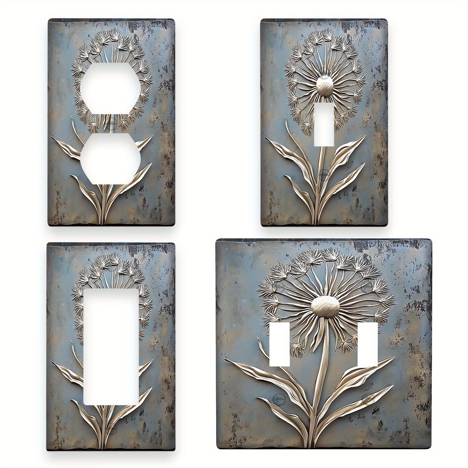 

Chic White Dandelion Light For Switch Cover - Decorative Wall Plate For Country Bathroom & Bedroom, , No Battery Required