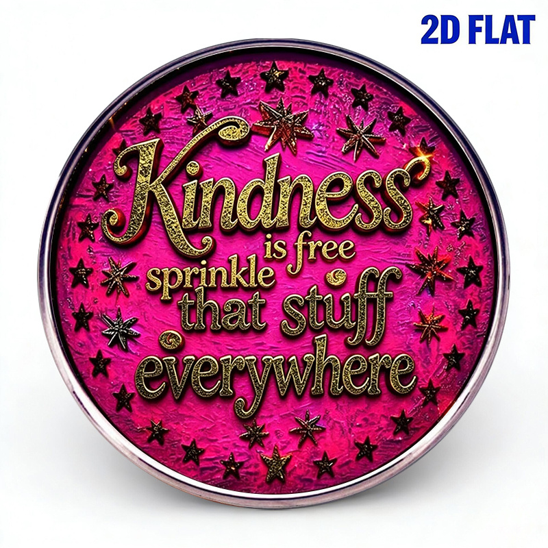 TEMU 2d Flat, 1pc, 2d Kindness Is Free Sprinkle That Stuff Everywhere Stainless Steel Enamel Badge Fashion Brooch Lapel, 2d Flat