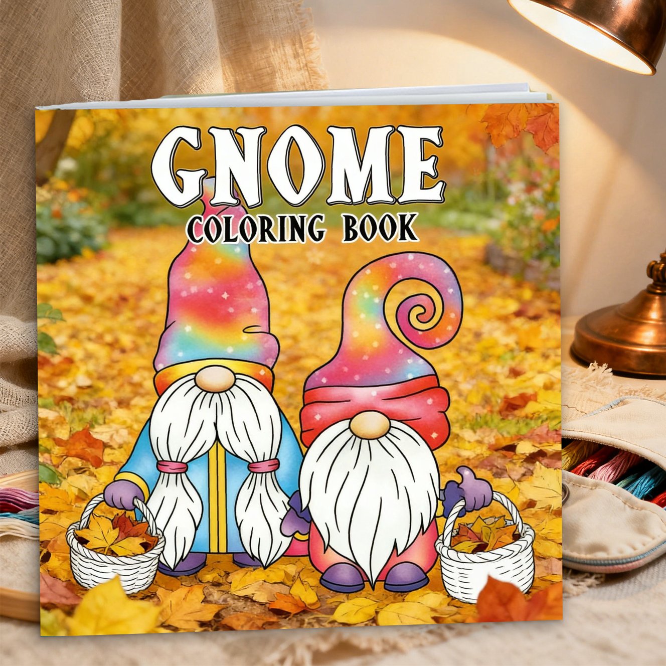 TEMU 1pc 20.5x20.5 Grid Gnome Mandala Relaxation Coloring Book For Adults, Suitable For Men And Women, With Thick Lines For , Featuring Whimsical