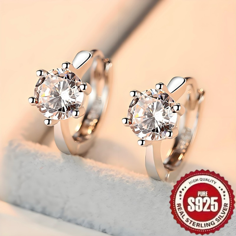 

1 Pair Of S925 Sterling Silvery Fashion, Retro, , Trendy, Luxury, Elegant, Sweet, , , Hexagonal, Hexagonal, Six-claw Hollow, Geometric, High-end, , Temperament, , Girly Heart, Simple Luxury, C