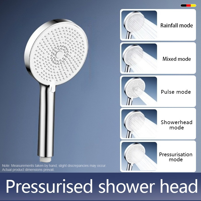 TEMU 1 Set High-pressure Handheld Shower Head, Large Panel, Powerful Booster, Universal For Bathroom & Water Heater, Handheld Shower Head With Large