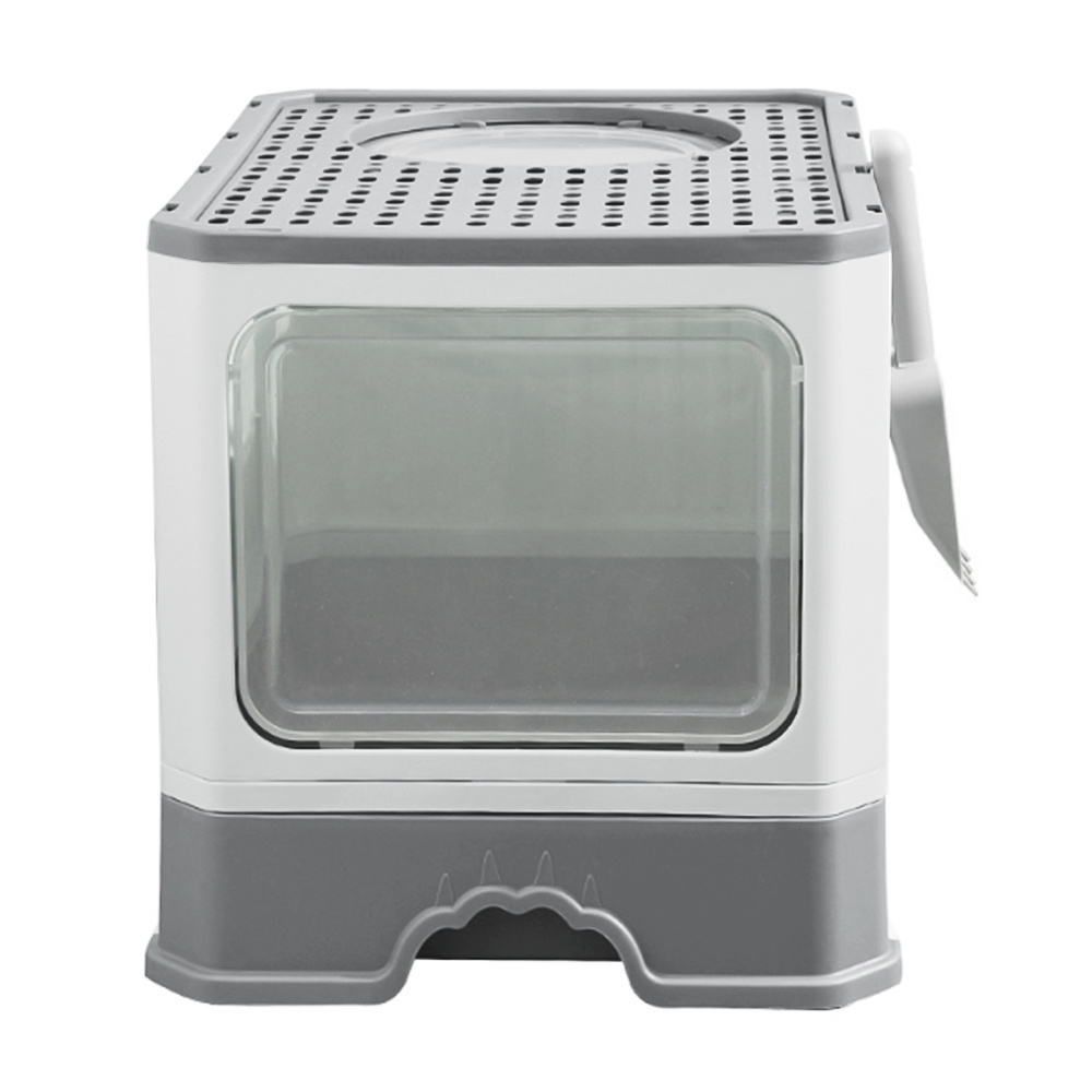 Image of Cat Litter Box With Scoop Included, Large Size, 37 X 50 X 38cm, Extra-large Space, Of Room For Chubby Cats To , Easy To Clean, And Gray.