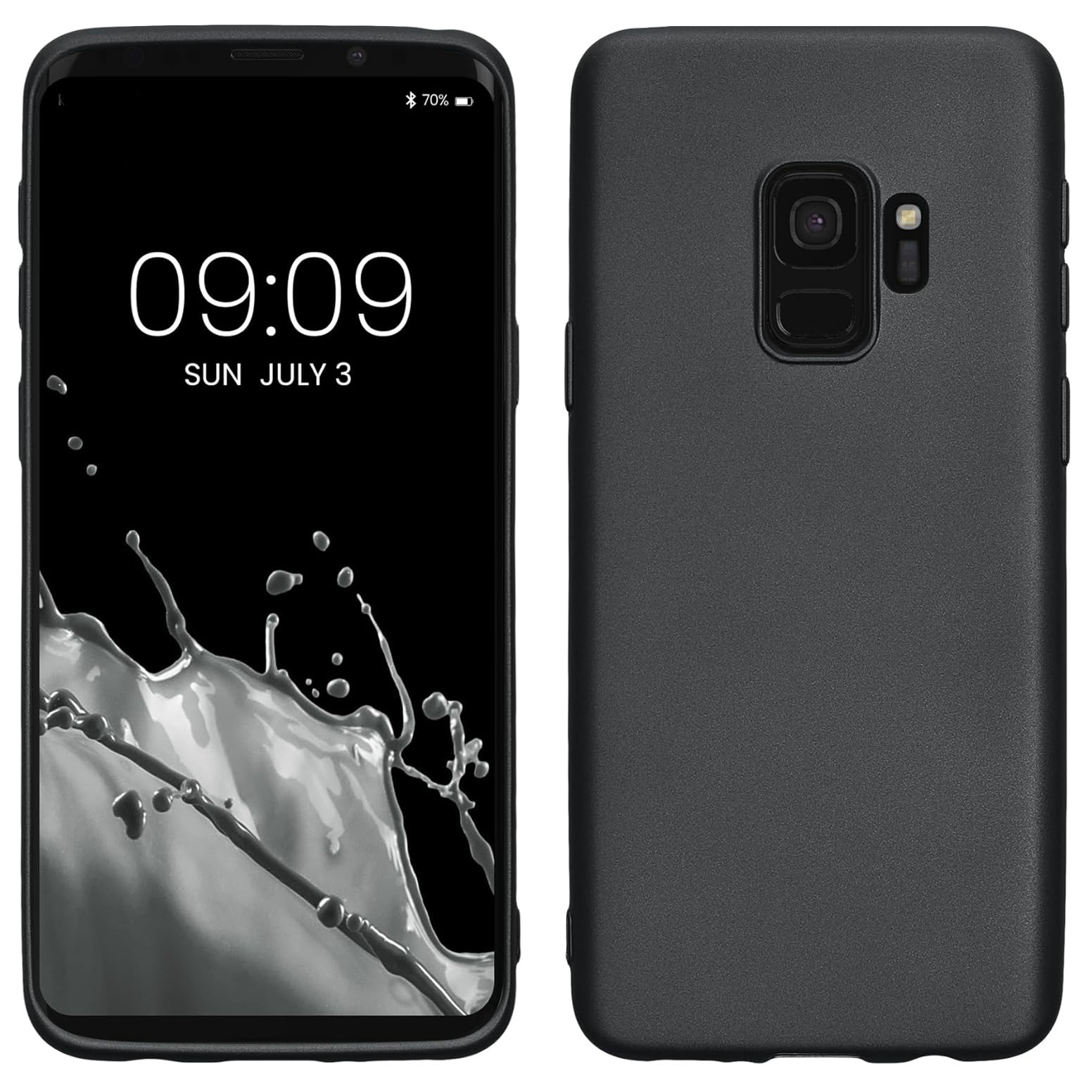 TEMU Coque de téléphone - pour Samsung Galaxy S9, étroite, flexible, noire, mate, en silicone souple, protection