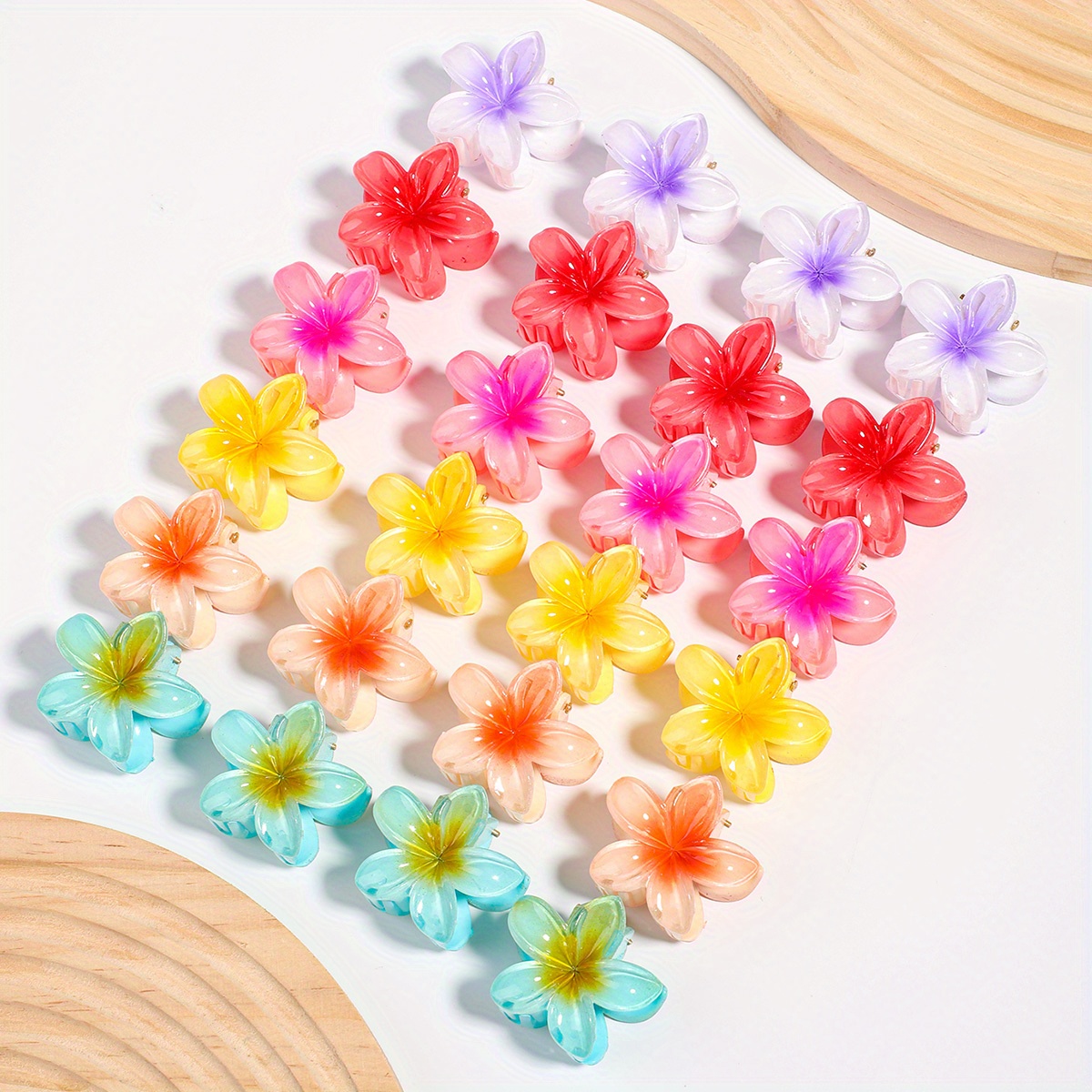 E-shop 24 bunte Haarspangen aus Kunststoff mit Blumenmuster – Süße Haarschmuck für Damen mit Pastellfarbenen Hai-Clips, nur Handwäsche, leuchtendes