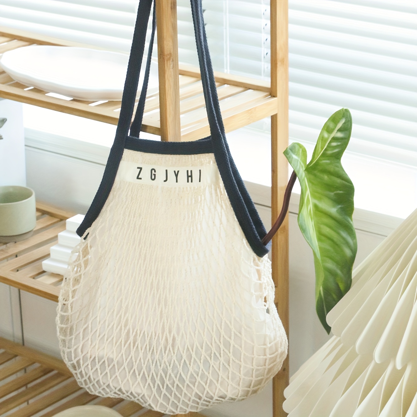 TEMU 1pc Custom Name Mesh Bag, Long Handle, Personalized Name And Date, Foldable Shopping Bag, Reusable Summer Beach Bag, Bride Handbag Shopping
