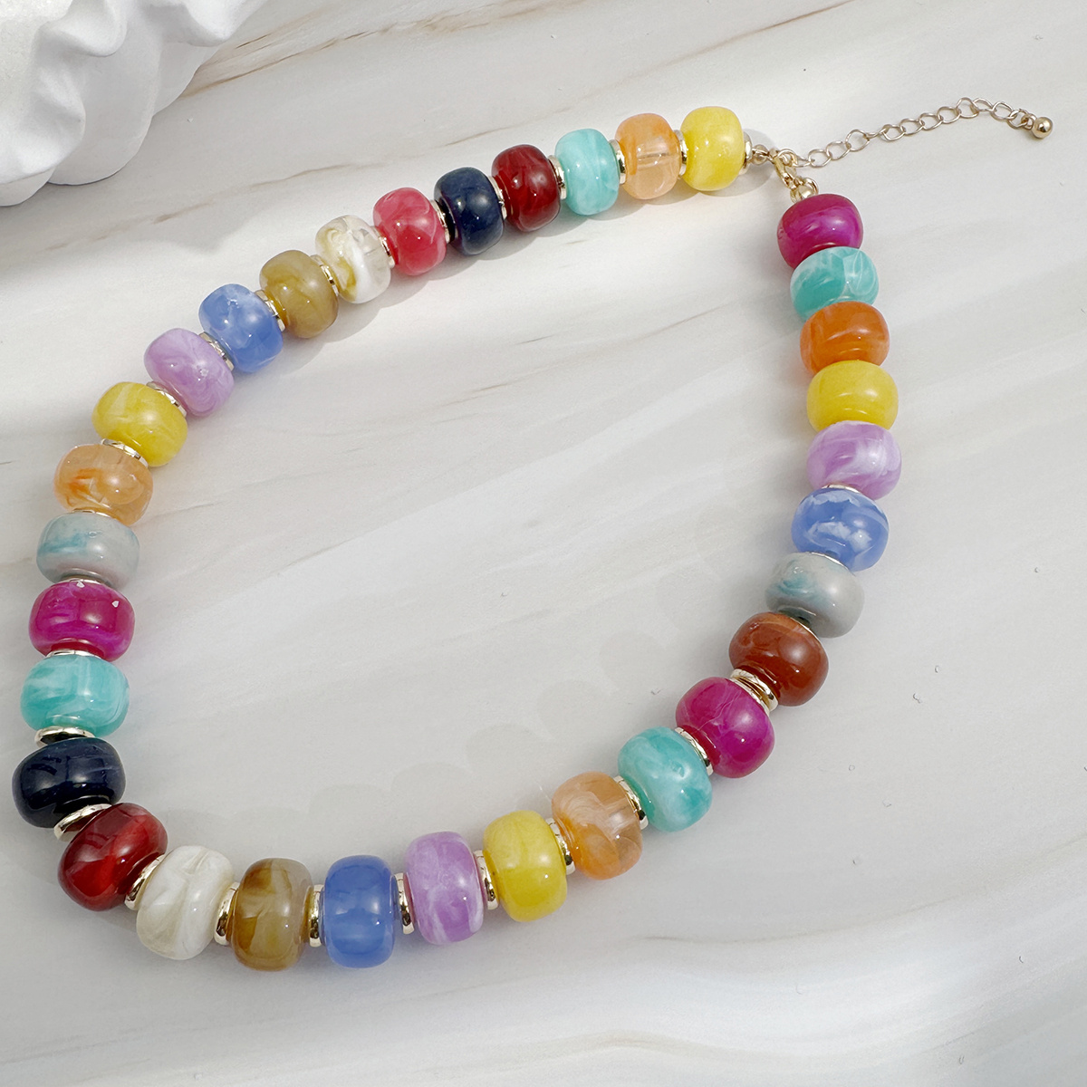 Retro Vacation Style Summer Colored Bead Necklace
