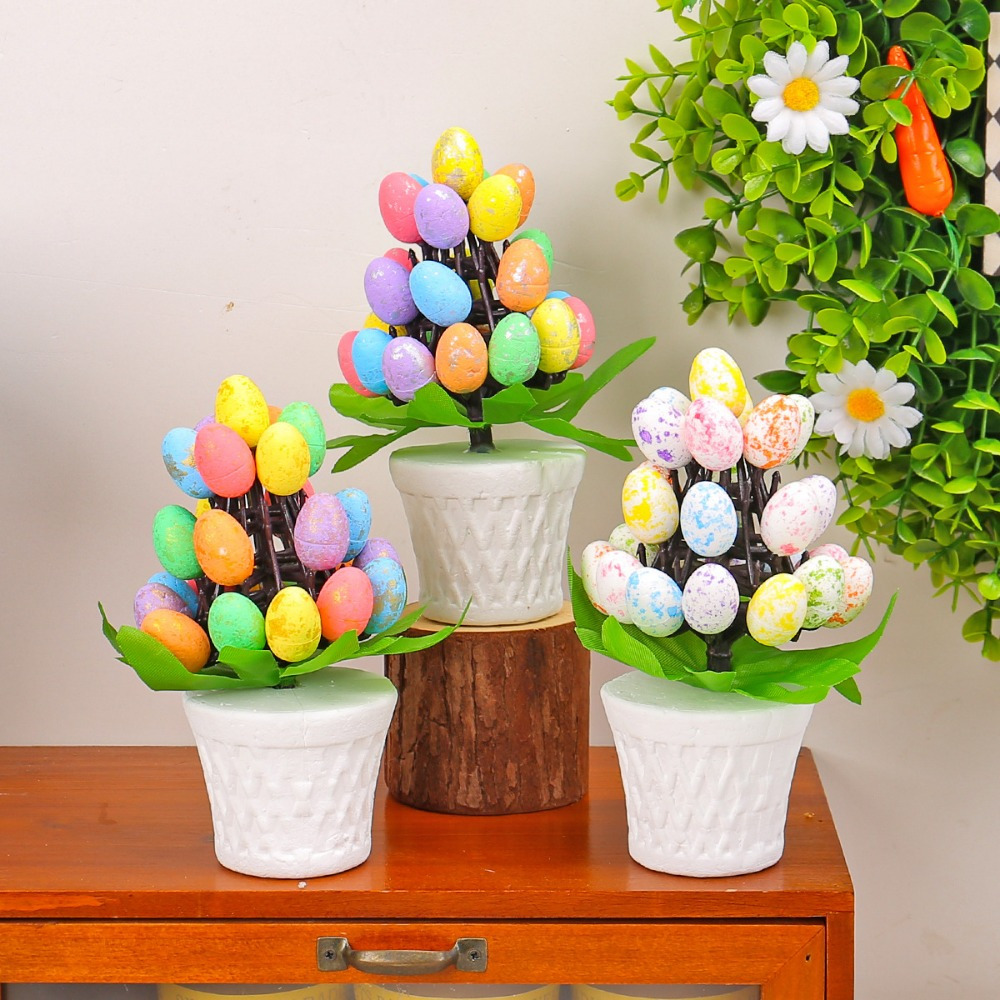 

1/2pcs Artificial Eggs Flowers Potted Table Decorations Easter Party Supplies Decoration Festival Simulation Easter Eggs Egg Pot Garden Ornaments