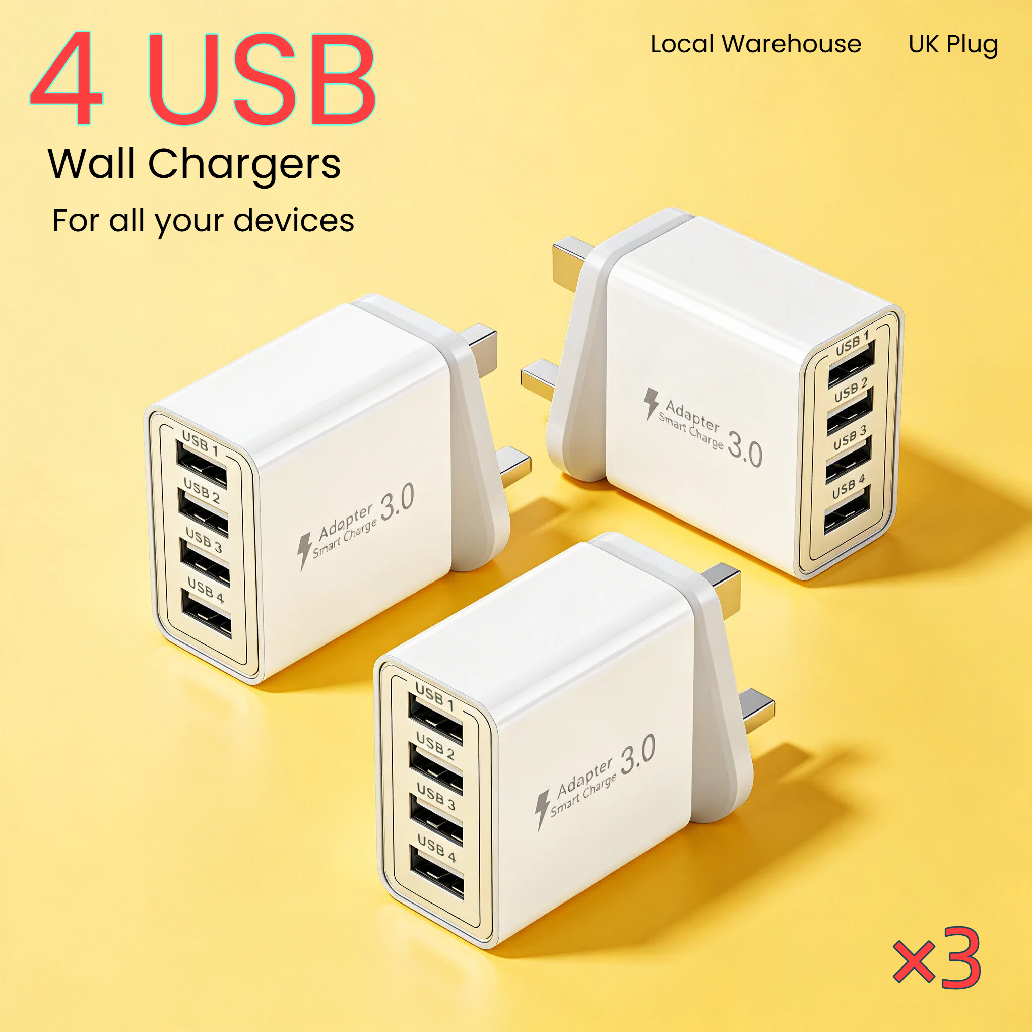 TEMU 2026 Usb Four-in-one Charger Suitable For Multi-device Charging 4 Socket Asdfasdfasdfasdgadfgadfg Lightweight Easy To Carry Safe And Stable