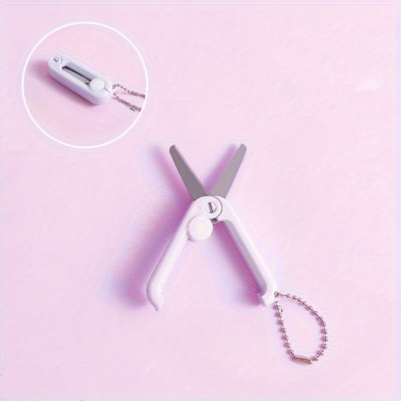 TEMU 1pc Creative Mini Portable Folding Scissors - Stainless Steel Compact & Easy-to-use Pastel Colors For Paper Cutting, Art Projects, Office &