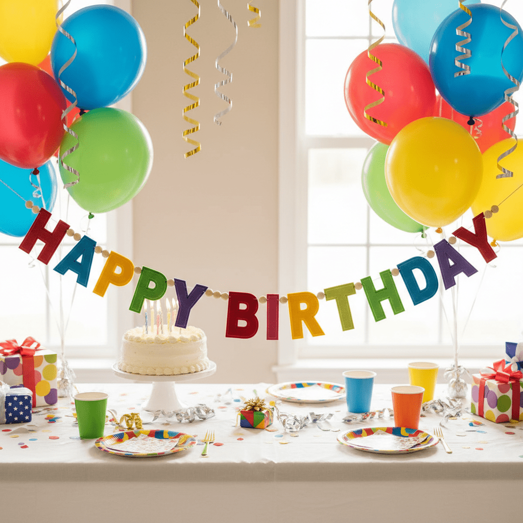 Image of Pre-assembled Set Of Felt Rainbow Wooden Bead Birthday Pull Banners With "happy Birthday" English Banner, Suitable For Birthday Party Decorations
