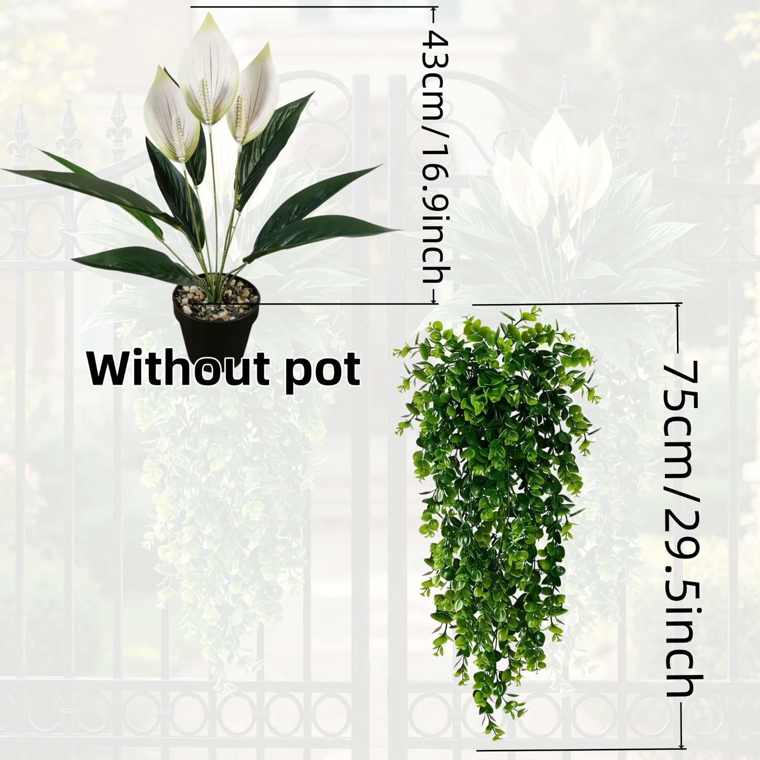 4pcs Set Of Wall Hanging Greenery, With Hanging Eucalyptus Vine And Flowers. Suitable For Indoor Outdoor, Home, Garden, Porch, Fence And Wall Decoration. No Maintenance Required