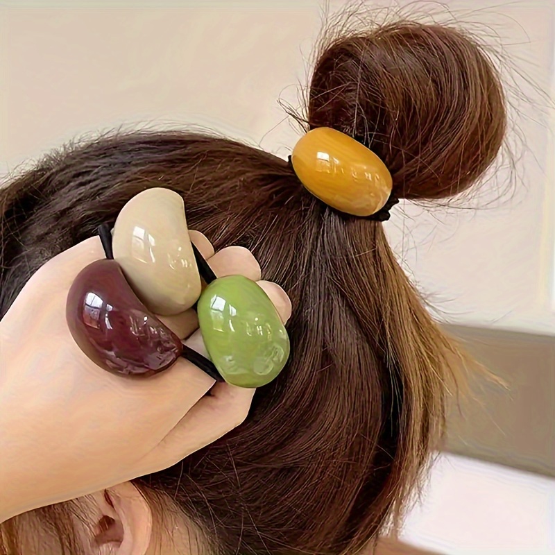 E-shop 4 Stück hochelastische einfache Haargummis in zufälliger Farbe, bonbonfarbene Acryl-Haaraccessoires, niedliche elastische Stirnbänder