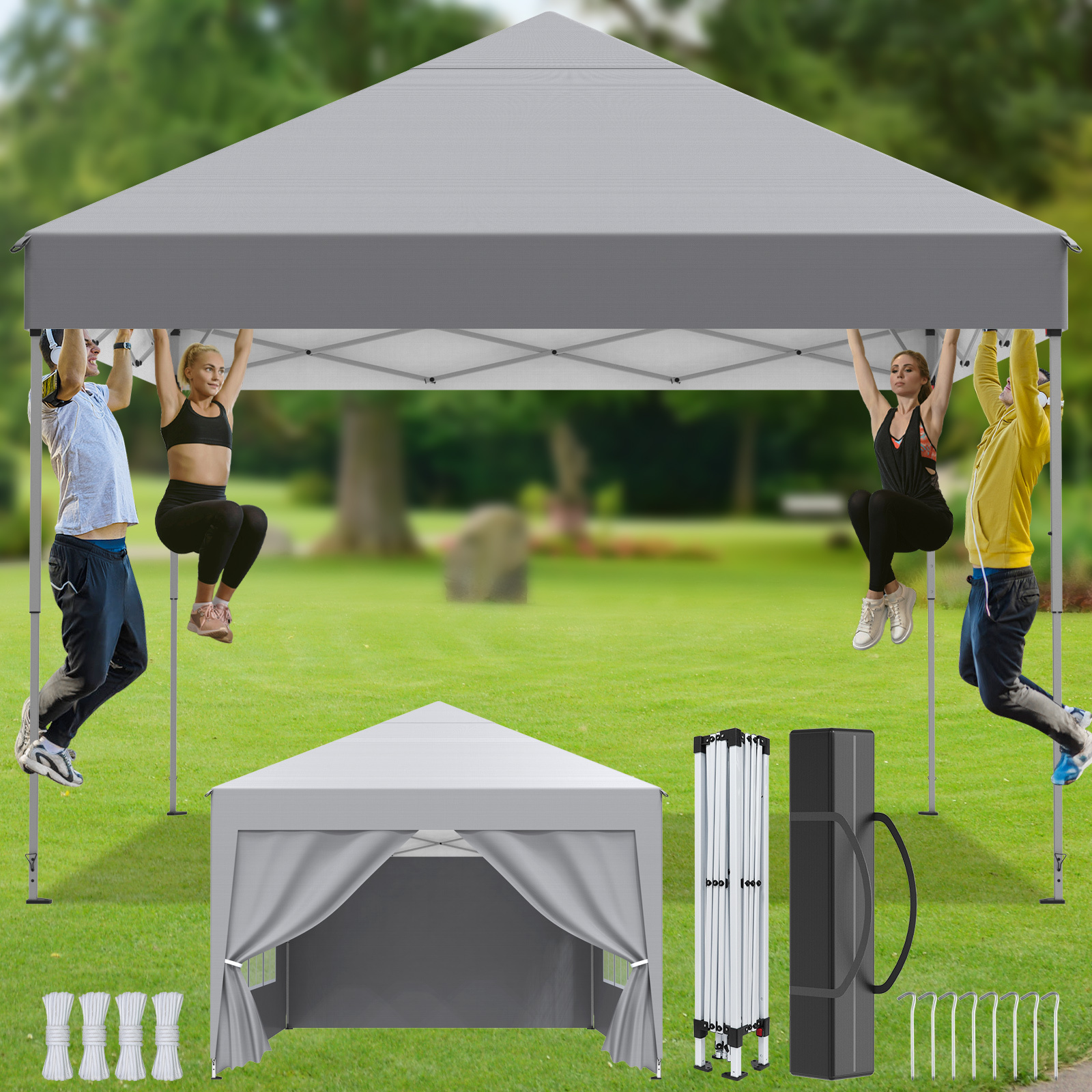 Soontrans 2.5 X 2.5m Gazebo With 4 Removable Side Panels, Garden Gazebo Anti-uv Garden Tent Party Tent Quick Assembly And Disassembly Stable For Garden Parties