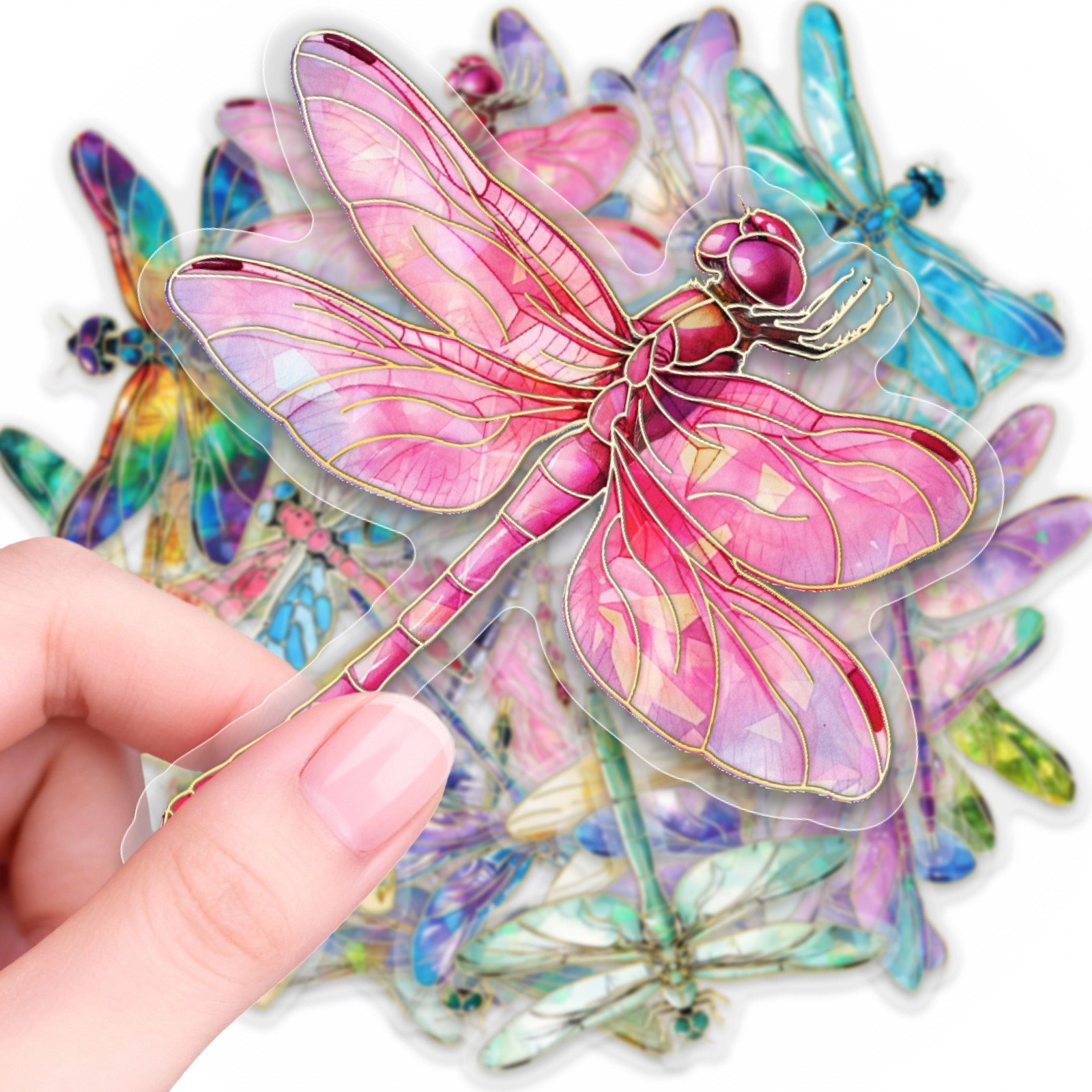 30pcs Colorful Dragonfly Cartoon Stickers Pack Artistic Painting Style Design Diverse Dragonfly Patterns Cute Cartoon Stickers Decorate Notebook Water Bottle