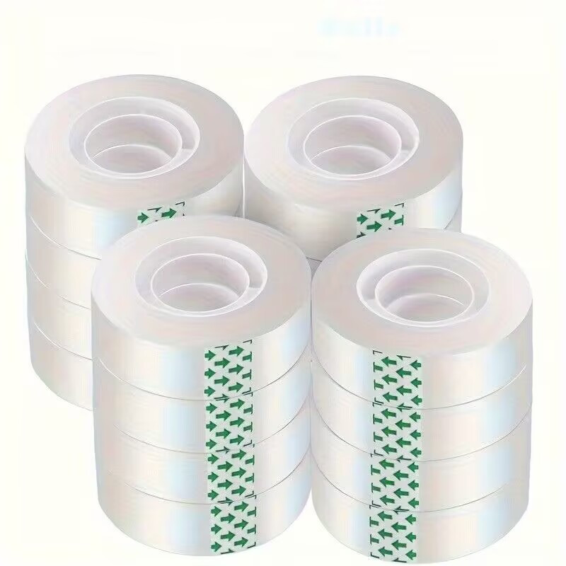 

5pcs Transparent Tape Roll, Other Rubber Adhesive, Strong Stickiness, No Residue, 7m Length X 2.5cm Width, For Gift Wrapping, Crafts, Office & School Use