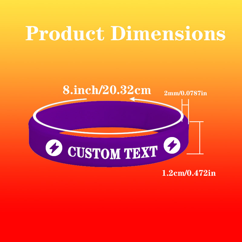 100pcs Custom Silicone Wristbands with Double Patterns, Customizable Text