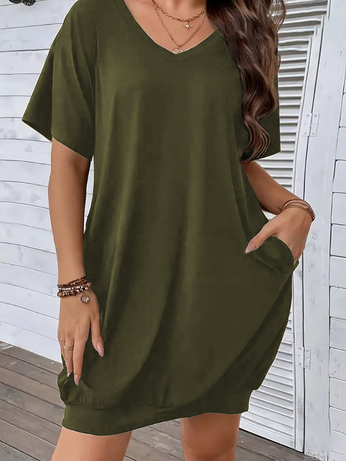slim fit dress slacks Fabulous for Personal Reasons T-shirt dress (Green)  Trish M