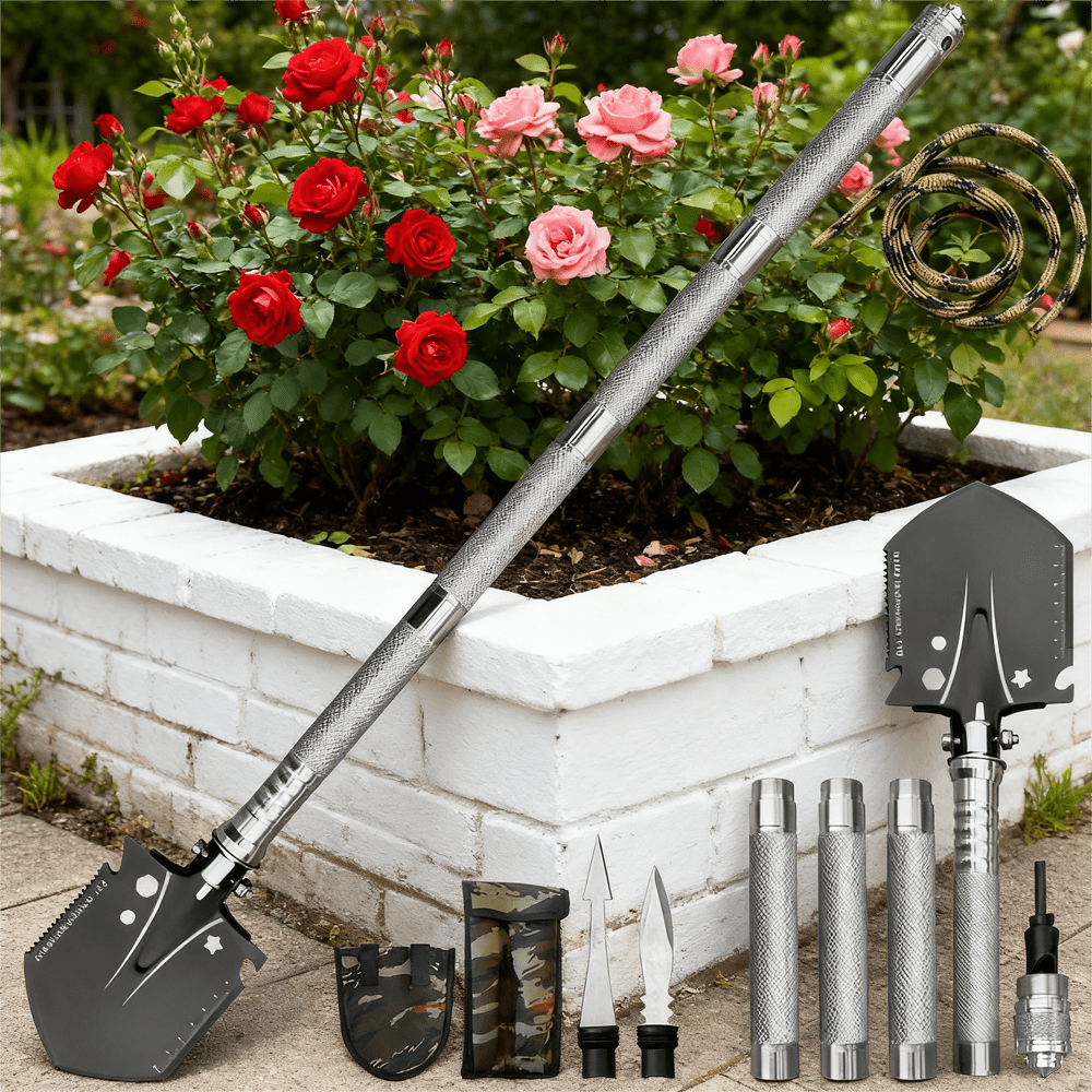 Image of Portable Camping Shovel And Hiking Shovel, Folding Detachable Portable Spade Kit, Multifunctional For Camping, , Hiking, Outdoor, Fishing, Gardening