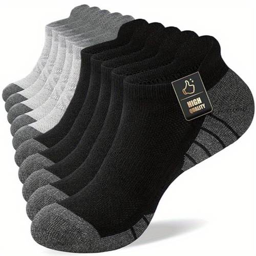 10 pairs mens low cut socks high quality breathable polyester solid colors black gray white with arch support for casual wear casual socks minimalist socks durable socks