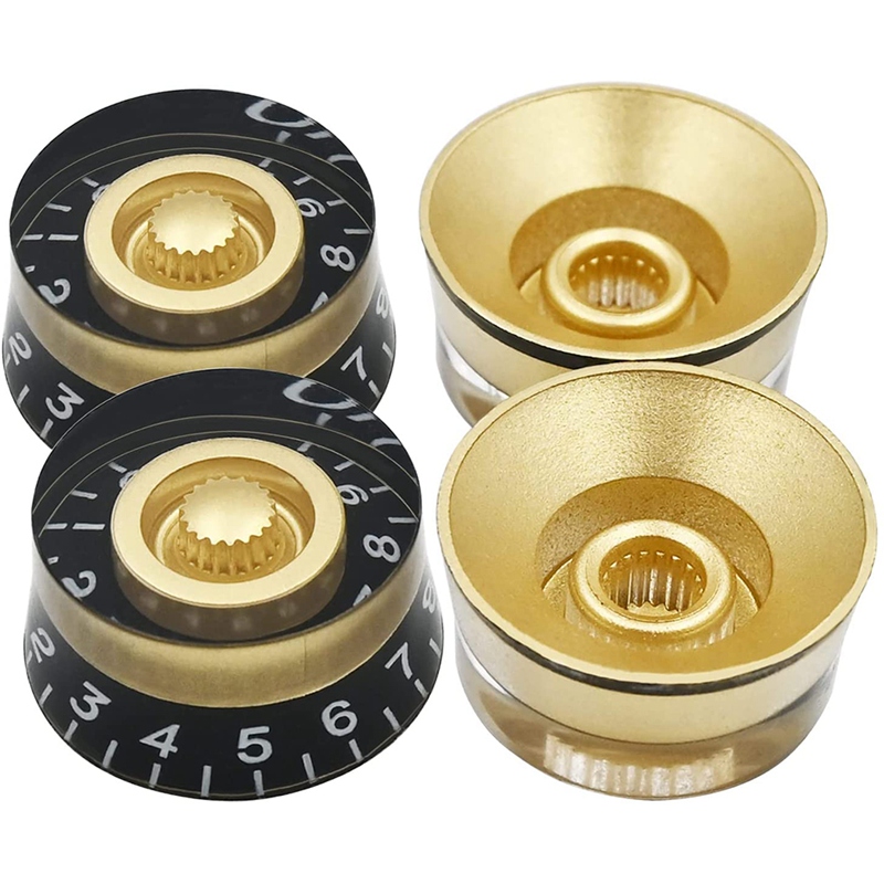 4pcs Volume Tone Speed Control Knobs for Les Paul LP Style Bass Electric Guitar Parts, Transparent Golden, Guitar Hardware, Volume Knobs, Retro Design, Stylish Knobs, Highquality Knobs, Smooth Finish, Replacement Knobs, Bass Parts