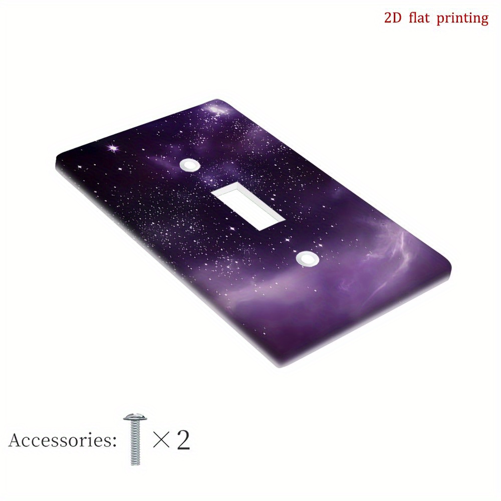 TEMU 1pc Purple Starry Light Switch Cover - 2d Flat Printing Art , Durable Plastic No Electricity Installation, For Living Room, Bedroom, Office,