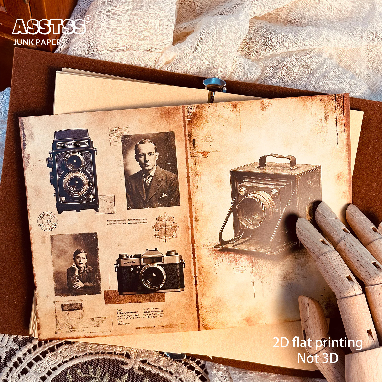 TEMU ASSTSS 20-Vloeistof A5 [2D Plat] Vintage Camera Junk Journals, Decoratie Papierblokken, voor Kunst Ambachten, Scrapbooking Benodigdheden,