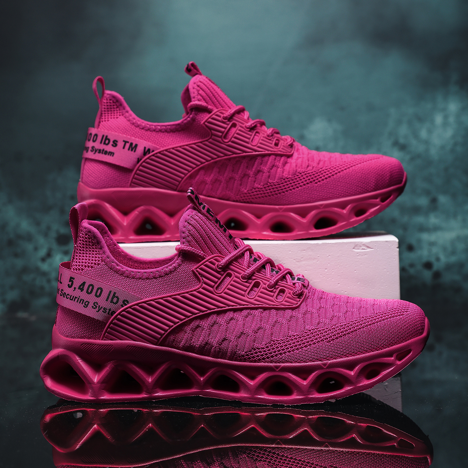 Image of Women's Lightweight Breathable Mesh Sneakers With Shock-absorbing Sole & Air Cushion Technology - Low-top Lace-up Running Shoes Suitable For Gym, Tennis,, Walking - Comfortable Footwear