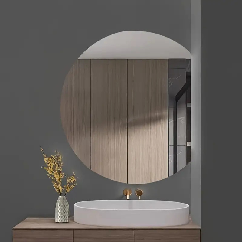 1pc Round Self-Adhesive Acrylic Mirror, Frameless & Shatterproof