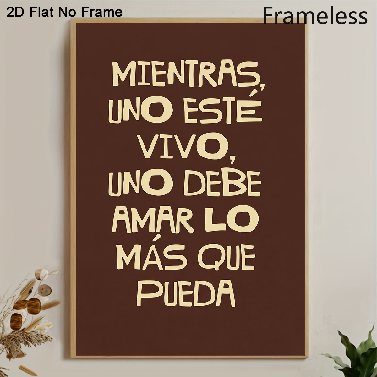 TEMU 2d Flat, 2d Flat, 1pc Modern Frameless Canvas Poster - 'while 1 Is 1 Must Love As Much As ' Inspirational Quote, Brown Background Suitable For