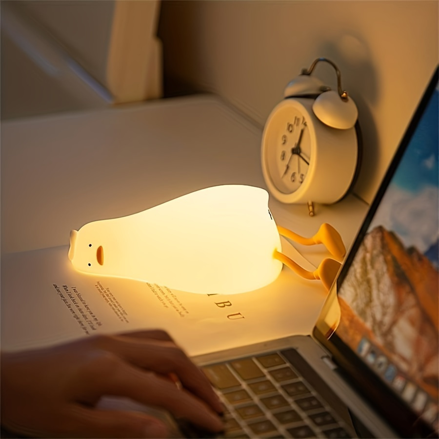 led   light with pressure reduction silicone touch activated sleep lamp colorful changing duck that   face with a tap Product details 0
