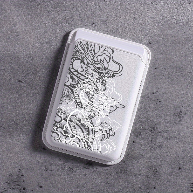 For Iphone 16 Creative Advanced Pu Leather Grey Dragon Pattern Magnet For Iphone 15 14 Pro Max Wallet Ultra-thin Protective Design Can Hold 1-3 Credit Cards Or Id Cards K1
