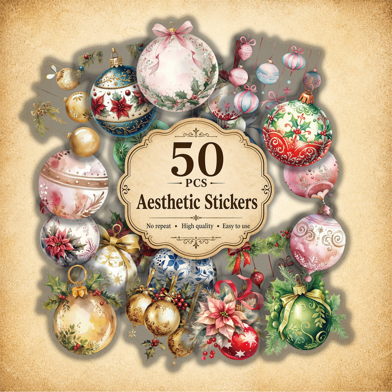 TEMU 50pcs Christmas Bells& Ai Aesthetic Themed Tablet Stickers/ Tablet Accessories, Non-repeating Delicate Decoration For Tablet, Vinyl 2d Flat