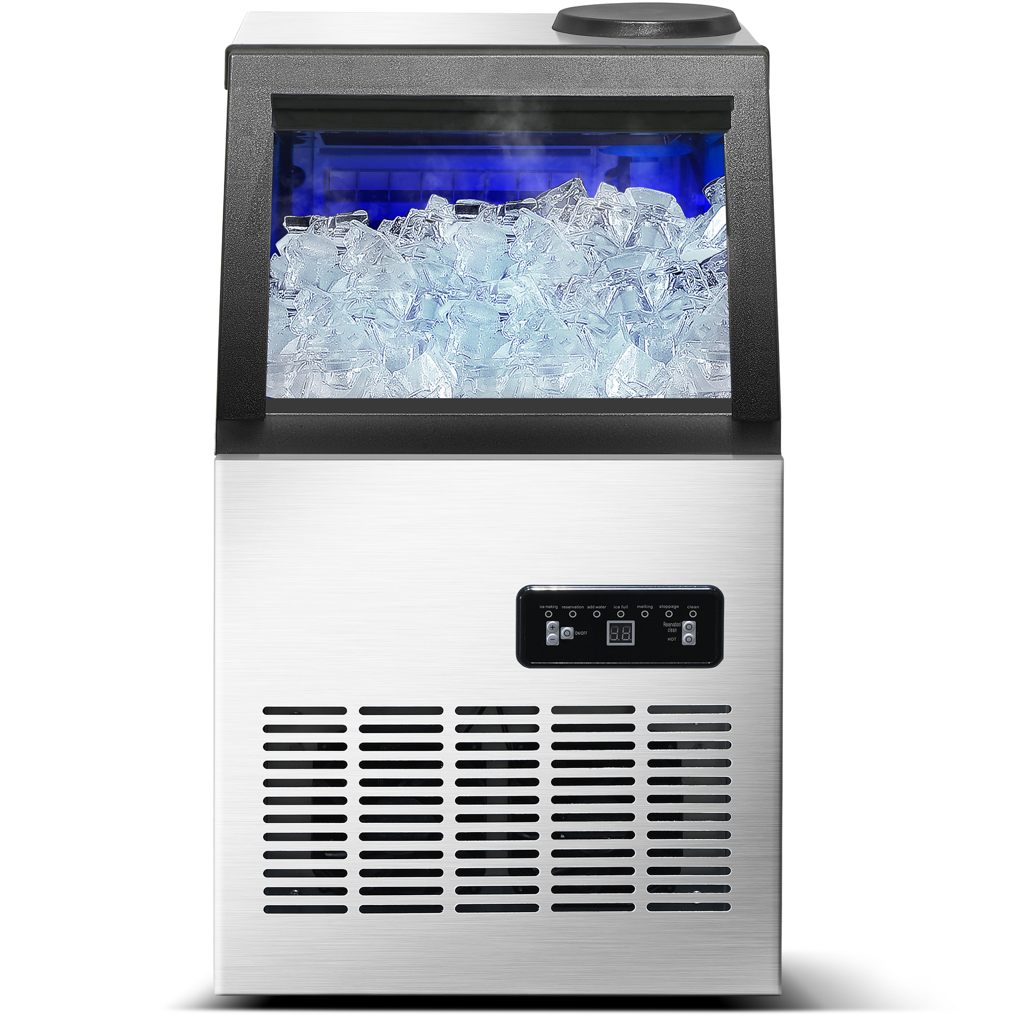commercial ice maker machine 120lbs 24h with 33lbs storage bin freestanding under counter ice machine for home   restaurant   inlet  