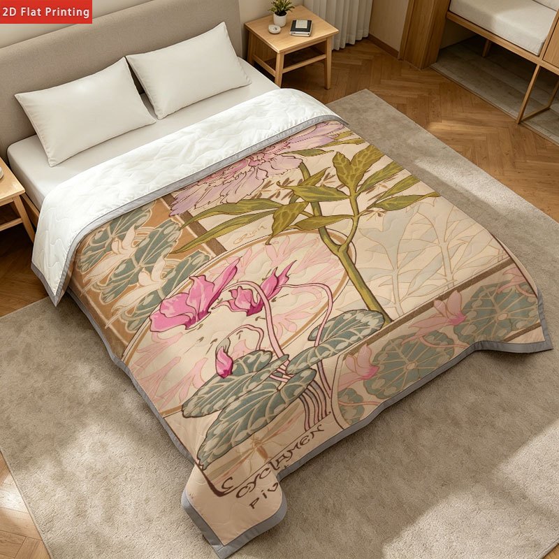 TEMU 1pc Full Peony Summer Cooling Blanket Thin Blanket - Summer 2d Thin Blanket, Polyester -friendly Fabric, And Multi-specification Optional,
