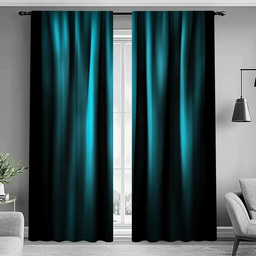 TEMU 2d Flat Print, 2pcs Set Of 2d Flat Print Room Curtains, 2pcs Set Of 2d Flat Print Velvet Blackout Door Curtains- Modern Semi-transparent,