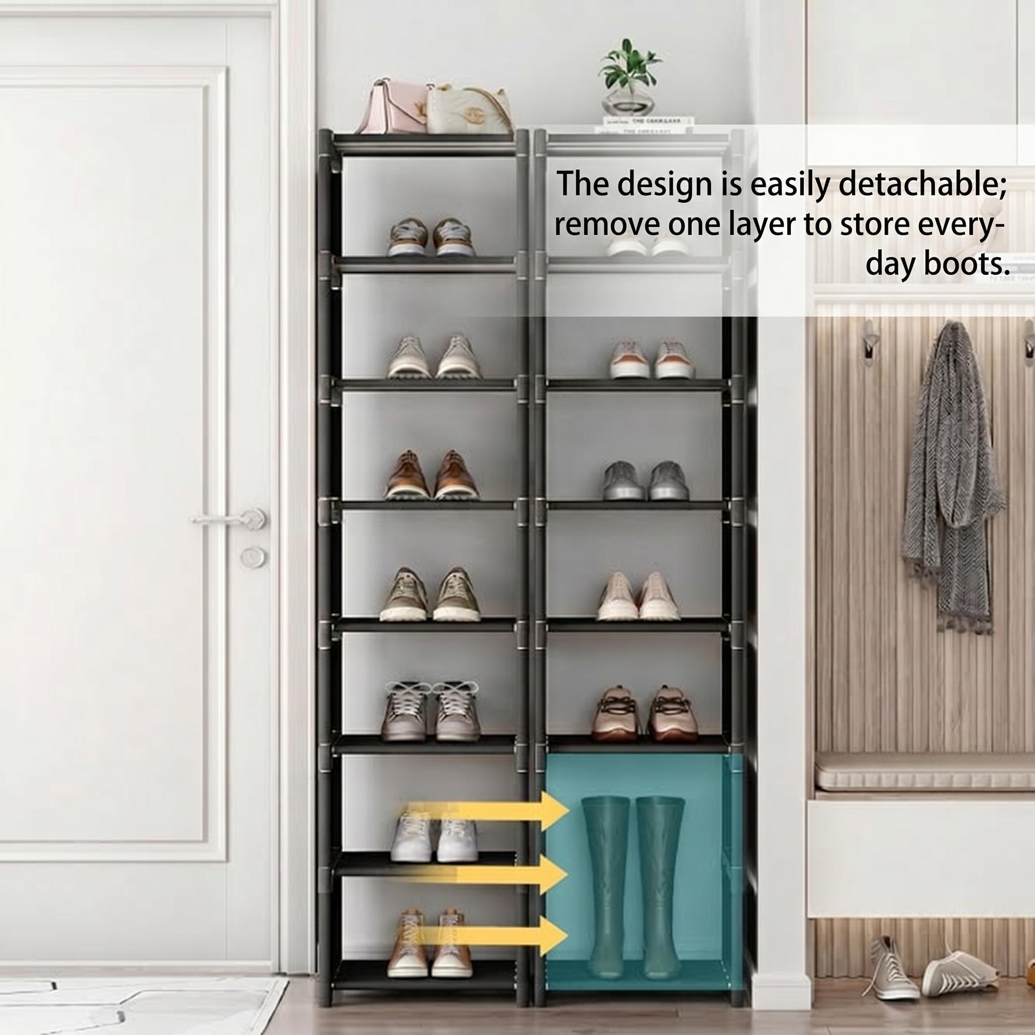 zapatero metálico ajustable de 4/6/8 niveles - organizador portátil sin herramientas para entrada, ideal para residencias y  ,   de almacenamiento multicapa para zapatillas y zapatos, diseño minimalista  /negro | organizador de calzado  , estante de pie
