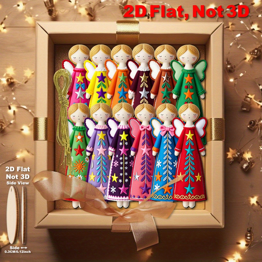 TEMU 2d Flat, 12pcs 12pcs Colorful Ornaments - 4.7-inch Artificial Pendants Suitable For Christmas, Easter, Valentine' Day Decorations, Tale Charms
