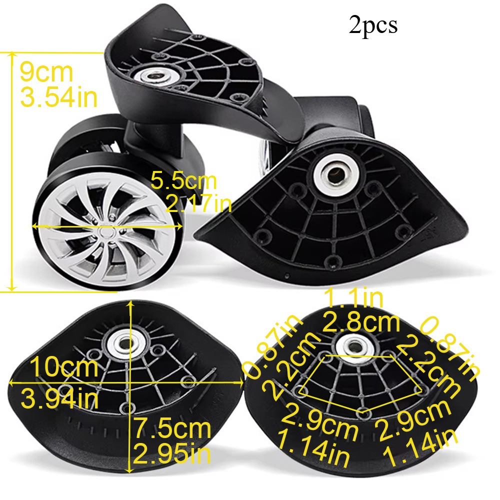 TEMU 2 A57 Replacement Luggage Wheels, Carry-on Suitcase Parts, Travel Case Spinner Wheels, Black Accessories