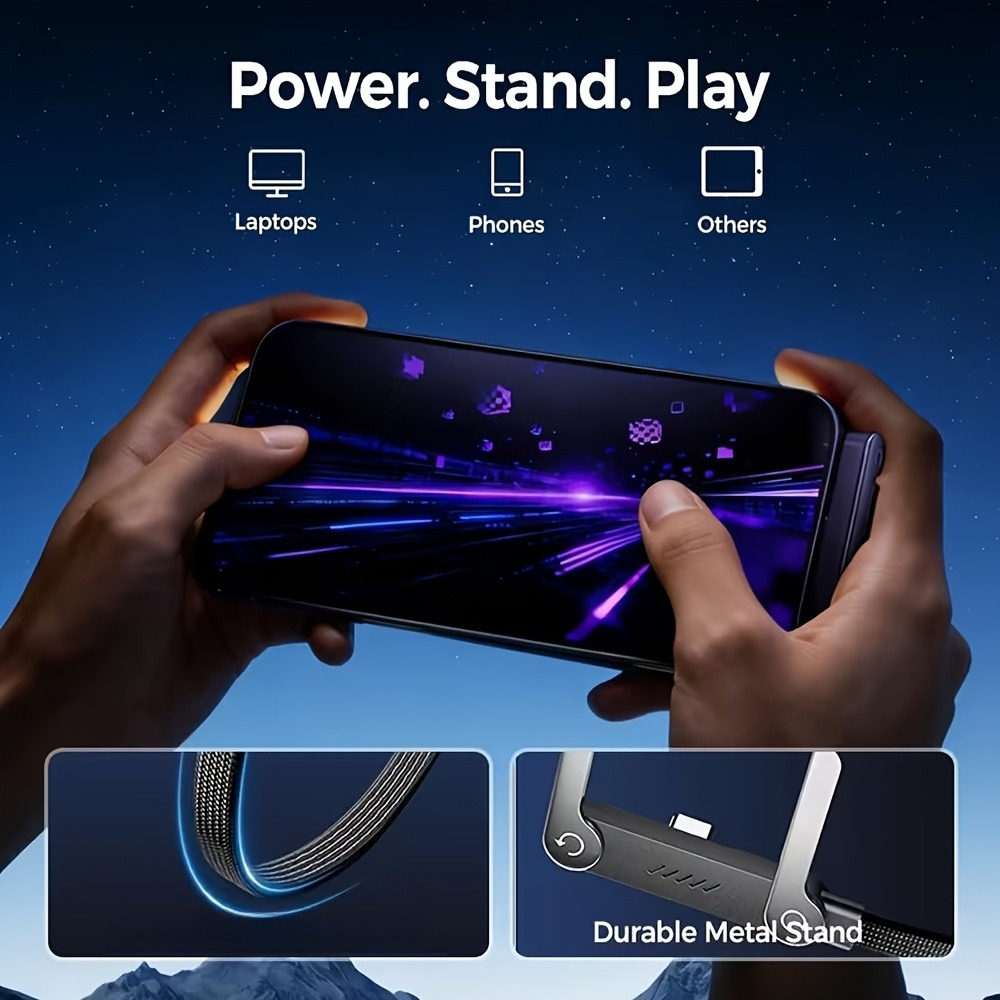 Braid Stand USB-A to Type-C Folding Stand Fast Charging Cable
