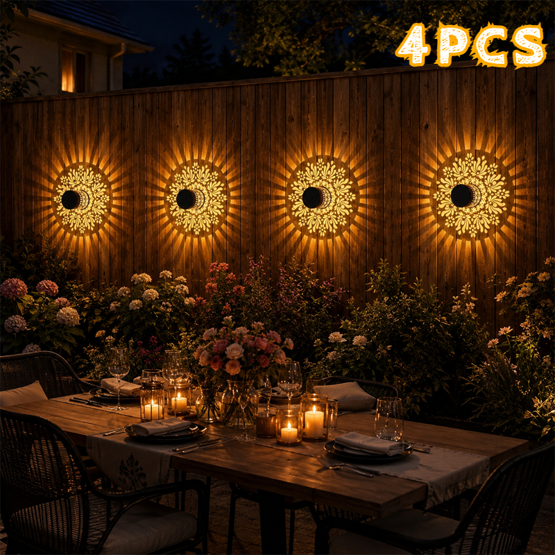 TEMU 4 Set Outdoor Solar Exterior Wall Lights, Solar Hollow Peony Lights, -color Optional Step Lights, Table Lights, Suitable For Porch Courtyards,