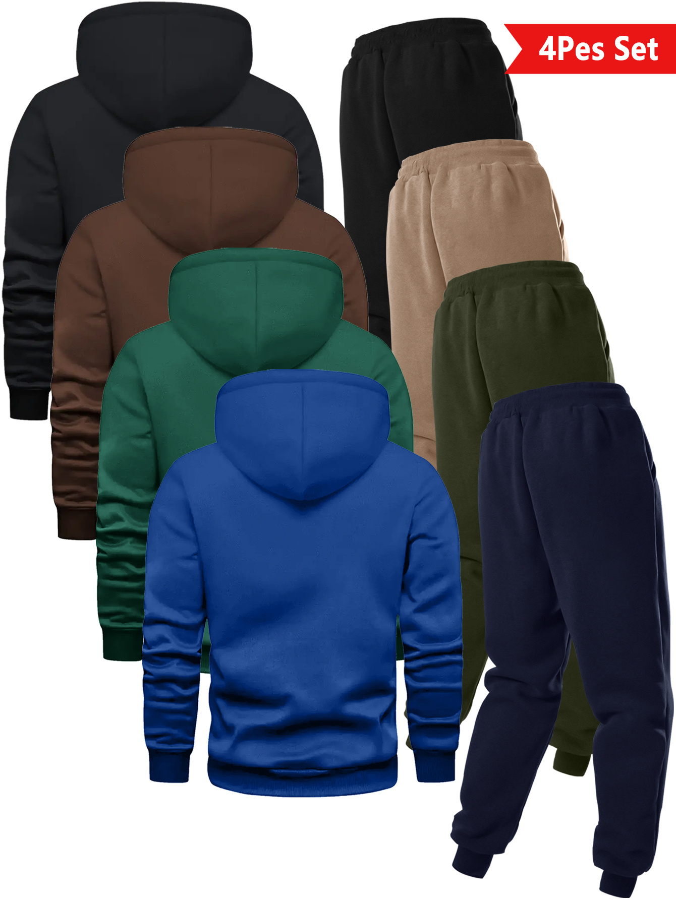 Ensemble Sportif Homme — Sweat à Capuche & Jogging Ensemble sportif tendance pour hommes avec sweat à capuche uni et pantalon à cordon de serrage, lavable en machine, pour activités extérieures décontractées