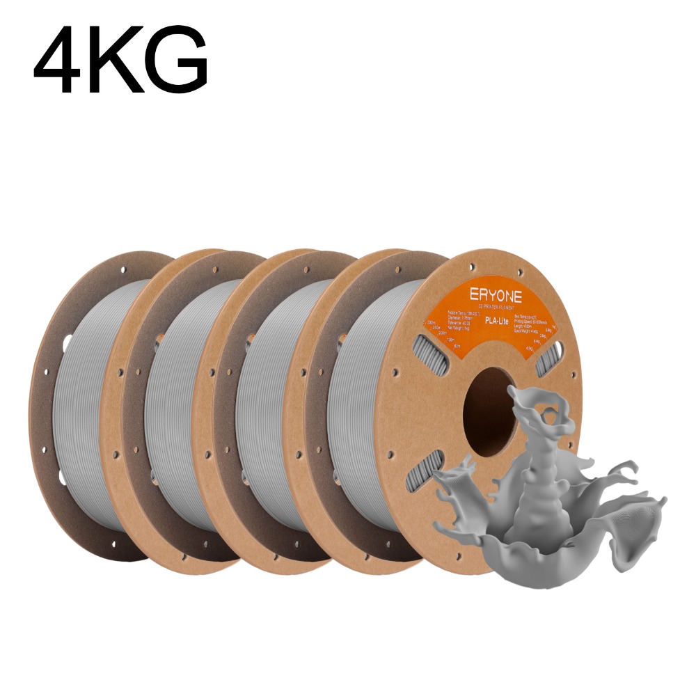 Eryone Pla-lite 3d Printing Supplies Filament For 3d Printer, 4 Rolls, 4kg 1.75mm +/ -0.03mm, Compatible With Most 3d Printers, Easy & Transition
