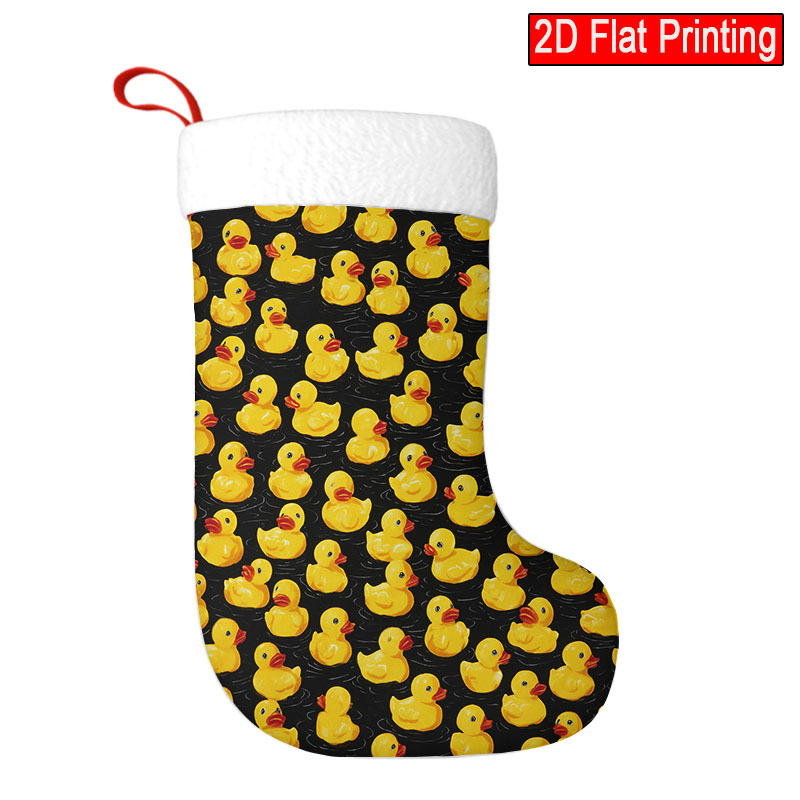 TEMU 1pc Cute Duck Christmas Socks With Yellow Duck Pattern - Multiholiday Party Decorations Suitable For Christmas, New Year', Winter, Candy Bags &