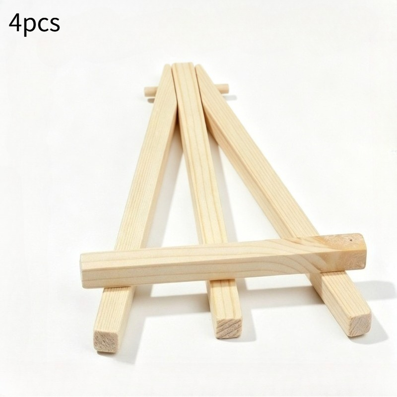 TEMU 4pcs Wood Mini Display Stand With Triangle Frame - Base Suitable For Picture Frames, Mini Blackboards, Business Cards, Photos, Diy Crafts -
