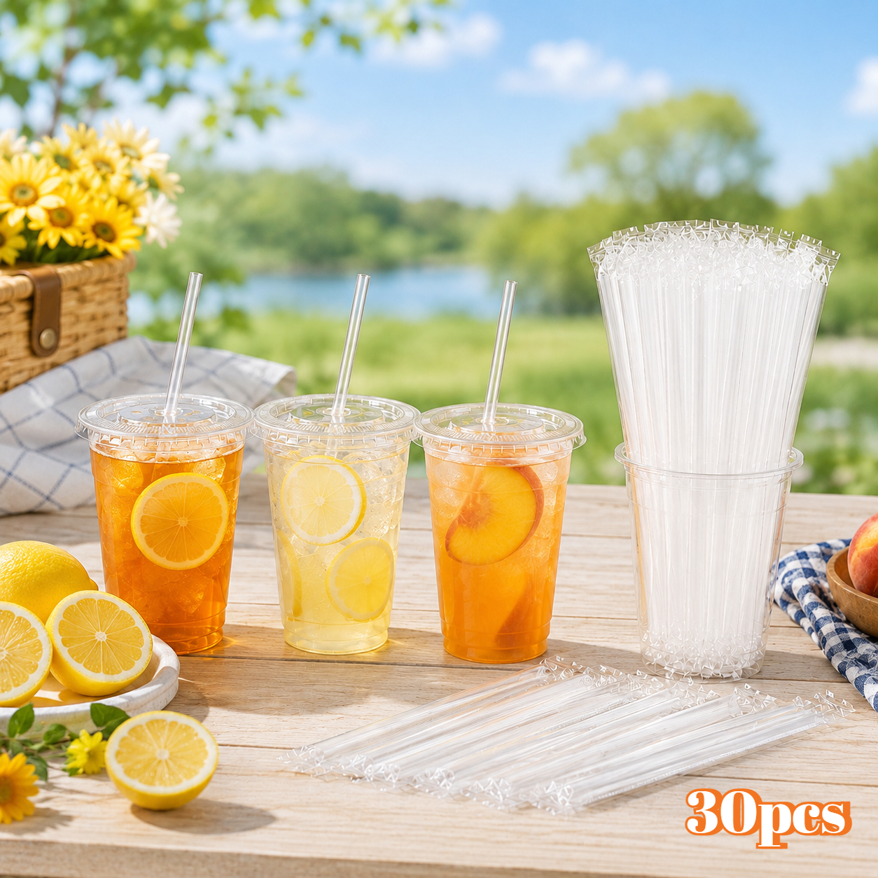 TEMU 30pcs Transparent Long Straw Design, Matching Various Cup Types For Drinks, Home Kitchen, Party Banquet, Coffee Dessert Table Decoration